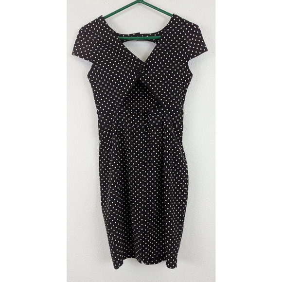 Hell Bunny sz XL Vixen Pin Up Retro Dress bodycon black & polka dots 1365 - Picture 4 of 7